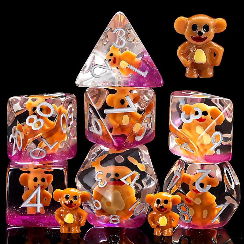 weyano Resin D&D Dice Set, Mouse DND Animal Polyhedral Dice for Dungeons and Dragons, RPG, MTG DND 7-DIE (D4, D6, D8, D10, D12, D20, D%) - Image 1